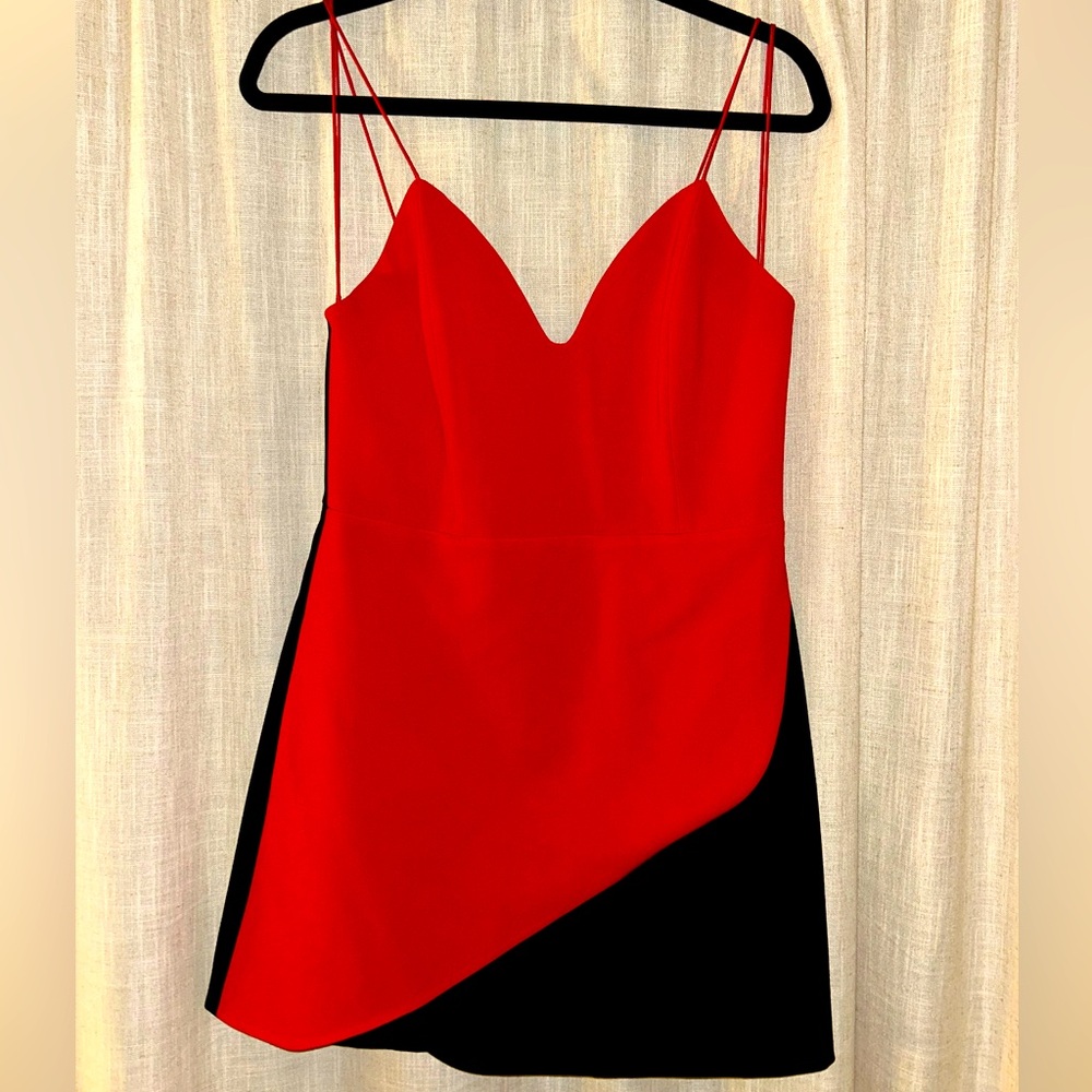 Alice & Olivia Red and Black Mini Dress